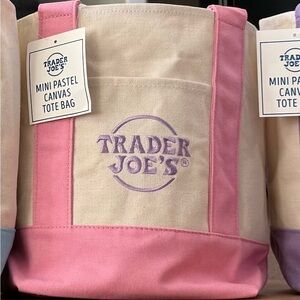 Limited edition Trader Joe’s Pastel Pin and Cream Canvas Tote Bag